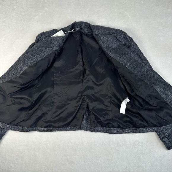 NWT Eileen Fisher Blazer Hand Loomed Sparkle Silk Round Neck Jacket Black Size 6 - Picture 4 of 13